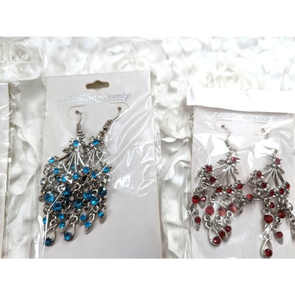 6 Assorted rhinestone dangle earrings NEW - Picture 7 of 10